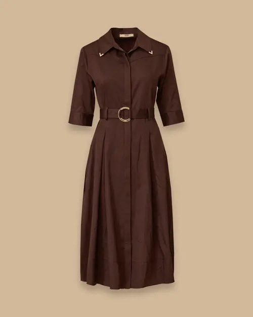 Belted Pleated Detailed Dress