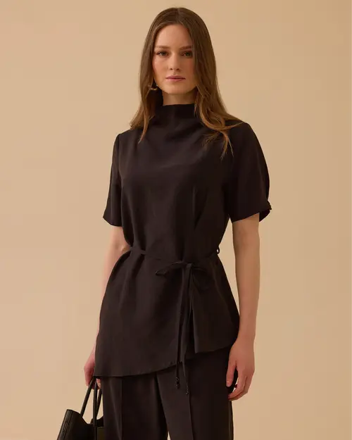 Belted Asymmetric Blouse