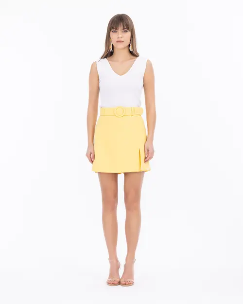 Belted Mini Short Skirt - SecilStore