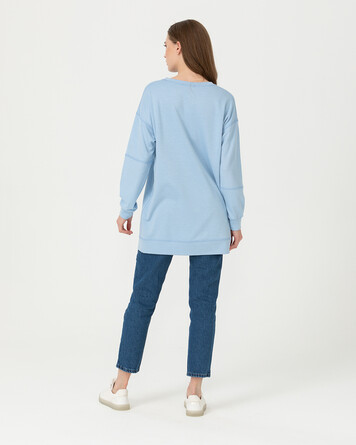 Tulle Detailed Sweatshirt Tunic - SecilStore