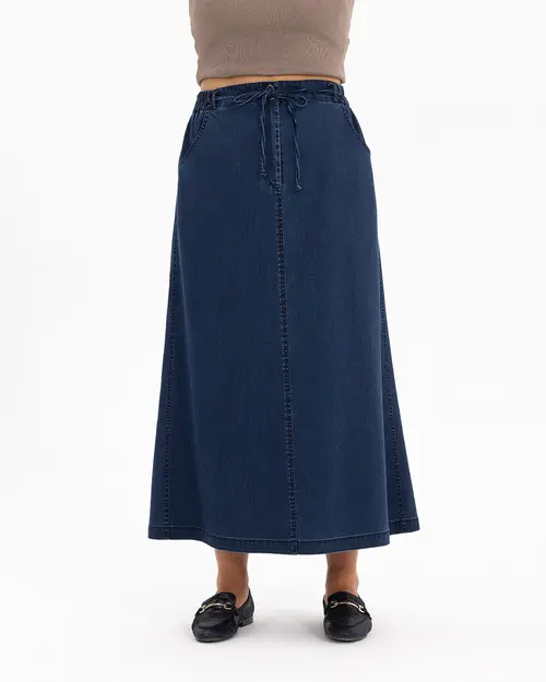 Denim maxi outlet skirt elastic waist