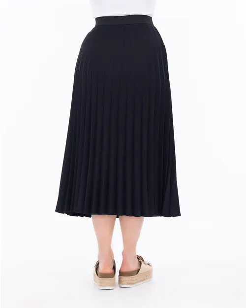 Plus Size Pleated Midi Skirt - SecilStore
