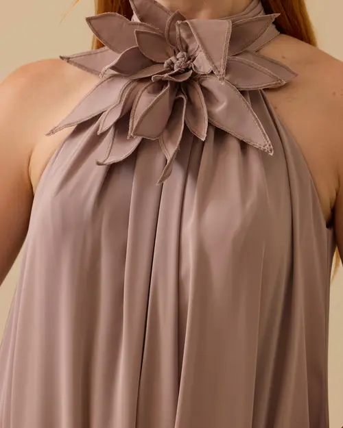 Halter Neck Shrug Cut Evening Dress Jumpsuit