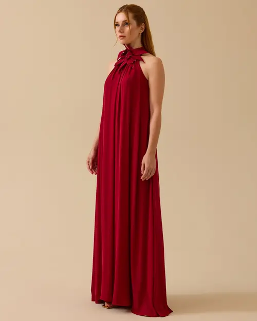 Halter Neck Shrug Cut Evening Dress Jumpsuit