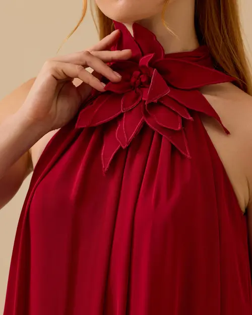 Halter Neck Shrug Cut Evening Dress Jumpsuit