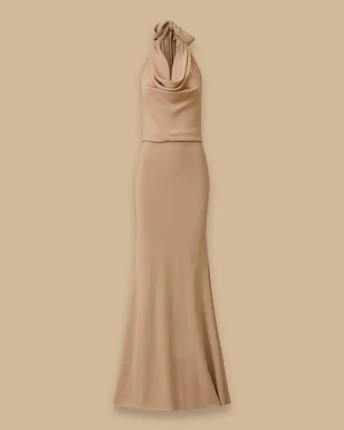 Degaje Collar Back Decollete Evening Dress